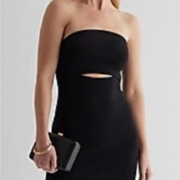 Express Black Strapless Cutout Dress Size X-Large PTP 20”-23” NWT - Picture 1 of 11